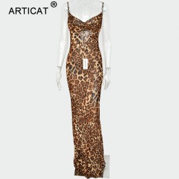 Arctic cat Sexy V Neck Leopard sukienka na imprezę kobiety Spaghetti pasek Backless Slim sukienka w dużym rozmiarze lato szyfono