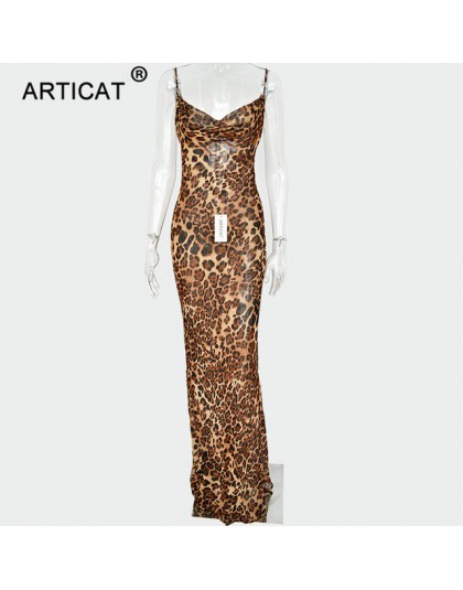 Arctic cat Sexy V Neck Leopard sukienka na imprezę kobiety Spaghetti pasek Backless Slim sukienka w dużym rozmiarze lato szyfono