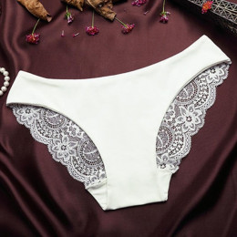 Damska Sexy majtki koronkowe bezszwowe bawełniane oddychające majtki Hollow figi Plus Size dziewczyna marka bielizna