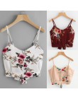 KANCOOLD topy koszulka wysokiej jakości z wiązaniem na plecach dekolt kwiatowy Print Crop Cami Camisole T-Shirt letnie topy dla 