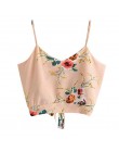 KANCOOLD topy koszulka wysokiej jakości z wiązaniem na plecach dekolt kwiatowy Print Crop Cami Camisole T-Shirt letnie topy dla 