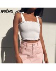 Aproms stałe krawat łuk szyfonowa Camis Streetwear zakrętka tubki kobiety moda Ruched plisowane Crop Top Sexy gorset koszulki ko