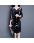 JAPPKBH długa jesień zima sukienka kobiety elegancki Vintage Plus rozmiar aksamitne panie sukienki Sexy Slim Bodycon sukienka na