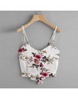 KANCOOLD topy koszulka wysokiej jakości z wiązaniem na plecach dekolt kwiatowy Print Crop Cami Camisole T-Shirt letnie topy dla 