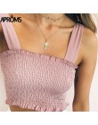 Aproms stałe krawat łuk szyfonowa Camis Streetwear zakrętka tubki kobiety moda Ruched plisowane Crop Top Sexy gorset koszulki ko