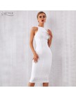ADYCE 2019 nowy letni biały kobiety bandaża sukni Vestidos elegancki Tank Sexy bez rękawów Bodycon klub sukienki Celebrity sukie