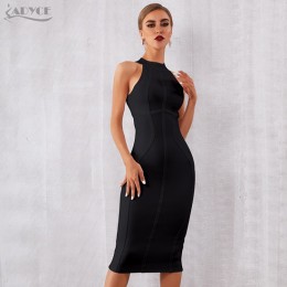 ADYCE 2019 nowy letni biały kobiety bandaża sukni Vestidos elegancki Tank Sexy bez rękawów Bodycon klub sukienki Celebrity sukie