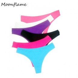 Moonflme 5 sztuk/partii Sexy stringi bawełniane kobiety bielizna G String stringi 87181