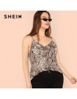 SHEIN Plus rozmiar skóra węża High Street kobiety Camis bez rękawów Spaghetti pasek topy