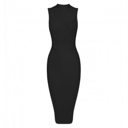 INDRESSME Midi kobiety bandaża sukni Party Dress letnia sukienka moda bez rękawów z golfem Bodycon sukienka Vestidos hurtownie 2