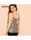 SHEIN Plus rozmiar skóra węża High Street kobiety Camis bez rękawów Spaghetti pasek topy