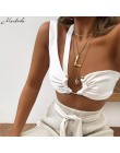 Macheda moda jedno ramię bez ramiączek Sexy Tank Top kobiety biała gorset Crop Top bez rękawów Backless krótkie topy Casual Cami