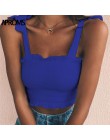 Aproms stałe krawat łuk szyfonowa Camis Streetwear zakrętka tubki kobiety moda Ruched plisowane Crop Top Sexy gorset koszulki ko