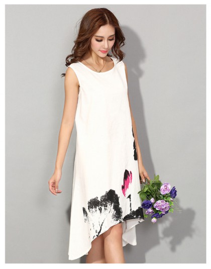 M-6XL letnia sukienka 2019 nowy Vestido sukienki na co dzień kobiety chiński pościel w stylu Vintage sukienka damska Sundress Pl