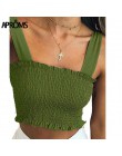 Aproms stałe krawat łuk szyfonowa Camis Streetwear zakrętka tubki kobiety moda Ruched plisowane Crop Top Sexy gorset koszulki ko