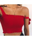 Aproms stałe krawat łuk szyfonowa Camis Streetwear zakrętka tubki kobiety moda Ruched plisowane Crop Top Sexy gorset koszulki ko