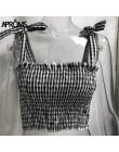 Aproms stałe krawat łuk szyfonowa Camis Streetwear zakrętka tubki kobiety moda Ruched plisowane Crop Top Sexy gorset koszulki ko