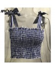 Aproms stałe krawat łuk szyfonowa Camis Streetwear zakrętka tubki kobiety moda Ruched plisowane Crop Top Sexy gorset koszulki ko