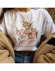 Nie możesz siedzieć z nami trzy anioły lato moda damska duży rozmiar luźne Harajuku dorywczo zabawa Shirt Cartoon list drukuj to