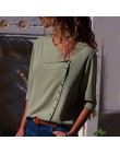 Szyfonowa bluzka 2018 moda z długim rękawem kobiet bluzki i topy pochylać kołnierz jednolity koszula biurowa Casual bluzki Blusa