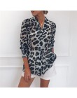 Szyfonowa bluzka z długim rękawem Sexy Leopard Print bluzka Turn Down Collar Lady koszula biurowa tunika Casual Loose Tops Plus 