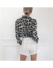 Szyfonowa bluzka z długim rękawem Sexy Leopard Print bluzka Turn Down Collar Lady koszula biurowa tunika Casual Loose Tops Plus 