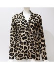 Szyfonowa bluzka z długim rękawem Sexy Leopard Print bluzka Turn Down Collar Lady koszula biurowa tunika Casual Loose Tops Plus 