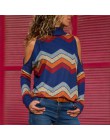 Kobiety bluzki Sexy zimno ramię bluzki Casual dzianiny z golfem Top Jumper Pullover druku koszulka z długim rękawem Blusas Camis