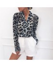 Szyfonowa bluzka z długim rękawem Sexy Leopard Print bluzka Turn Down Collar Lady koszula biurowa tunika Casual Loose Tops Plus 