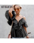 Affogatoo Sexy v neck off ramię peplum bluzka top kobiety plisowana w stylu vintage wzburzyć mesh bluzka koszula dorywczo lato t