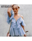 Affogatoo Sexy v neck off ramię peplum bluzka top kobiety plisowana w stylu vintage wzburzyć mesh bluzka koszula dorywczo lato t