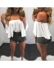 Moda kobiety Off Shoulder Top z długim rękawem sweter na co dzień bluzka Hals Langarm szyfonowa Schulter szyfonowa bluzka 2018 G