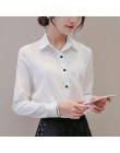 BIBOYAMALL biała bluzka kobiety szyfonowa biuro kariera koszulki z krótkim rękawem topy moda na co dzień z długim rękawem bluzki