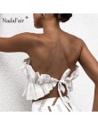 Nadafair ruffles sexy lato crop topy kobiety ruched backless lace up bez ramiączek klub sexy topy kobiety odzież 2019 top femme