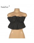 Nadafair ruffles sexy lato crop topy kobiety ruched backless lace up bez ramiączek klub sexy topy kobiety odzież 2019 top femme