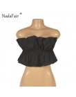 Nadafair ruffles sexy lato crop topy kobiety ruched backless lace up bez ramiączek klub sexy topy kobiety odzież 2019 top femme