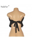 Nadafair ruffles sexy lato crop topy kobiety ruched backless lace up bez ramiączek klub sexy topy kobiety odzież 2019 top femme