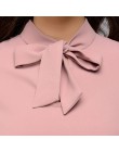 Elegancka koszula klasyczna luźna przewiewna z ozdobną kokardą fioletowa różowa ozdobna