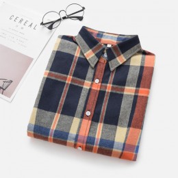 2019 nowy marka kobiety bluzki z długim rękawem koszule bawełniane czerwone i czarne flanela Plaid Shirt na co dzień kobiet Plus