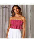 Nadafair ruffles sexy lato crop topy kobiety ruched backless lace up bez ramiączek klub sexy topy kobiety odzież 2019 top femme