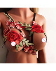 Feitong Sexy kobiety kwiatowe aplikacje biustonosze bez rękawów Halter bandaż elastyczny Strappy Bralette krzyż bandaż Strappy b