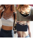 Sexy kobiety Camisole wyciąć uprawy topy Bralette Strappy szydełka przycięte Blusas panie bandaż Halter Tank Tops