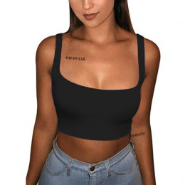 Kobiety Sexy Spaghetti pasek szczupła jednolity kolor Tank topy 2018 lato elastyczna Crop Top Camis kobiet na co dzień koszulka 