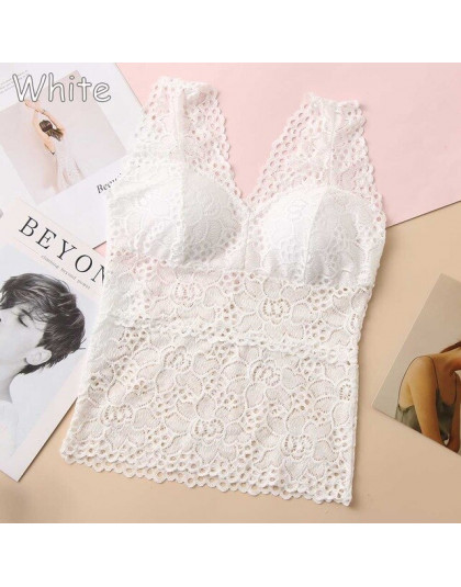 2019 nowe koronki pasek owinięty klatce piersiowej Top nowa bielizna bralette panie Camisole czarny biały kobiety lato Crop Top 