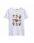 Wildflower koszulki z nadrukami kobiet kwiatowy Print lato nowy mody kobiety topy duży rozmiar luźne Harajuku krótki rękaw O-nec