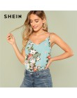 SHEIN Multicolor kwiatowy Boho wakacje czeski kwiat drukuj lato bluzki dla kobiet 2018 na co dzień na plaży Camisole Cami Top