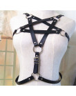 Kobieta Pentagram w stylu Punk PU skóra stanik z uprzężą paski Sexy bielizna body do bondage Bralette klatkowa gotycki biustonos