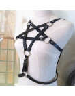 Kobieta Pentagram w stylu Punk PU skóra stanik z uprzężą paski Sexy bielizna body do bondage Bralette klatkowa gotycki biustonos