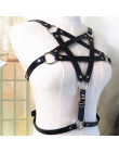 Kobieta Pentagram w stylu Punk PU skóra stanik z uprzężą paski Sexy bielizna body do bondage Bralette klatkowa gotycki biustonos