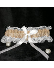 Modne seksowne koronkowe podwiązki damskie z białej koronki i ozdobnym paseczkiem i kokardką ślubna na studniówkę